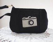 Wristlet Zipper Gadget Pouch Purse in Retro Camera