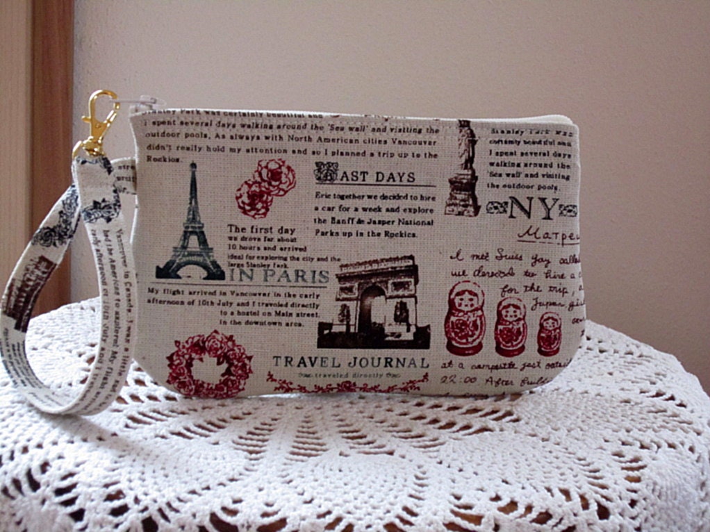Wristlet Zipper Gadget Purse Pouch in Travel Journal