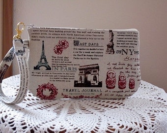 Wristlet Zipper Gadget Purse Pouch in Travel Journal