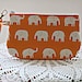Clutch Wristlet Zipper Gadget Pouch White Elephants on Parade in Orange