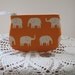 Coin Business Card Clutch Zipper Case White  Elephants on Parade in Orange Made in the USA