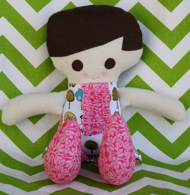 SALE Trees and Pandas Funky Fabric Doll