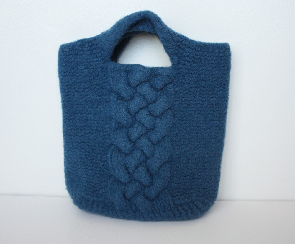Felted Handbag in Marine Blue