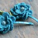 Linen flower hairpins - set of 2