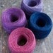 Linen yarn thread -- four balls -- purple, plum, navy