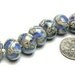 Handmade Lampwork Glass Beads in Silvered Ivory Waves on Ink Blue set of 13 - Silvered Ink Blue