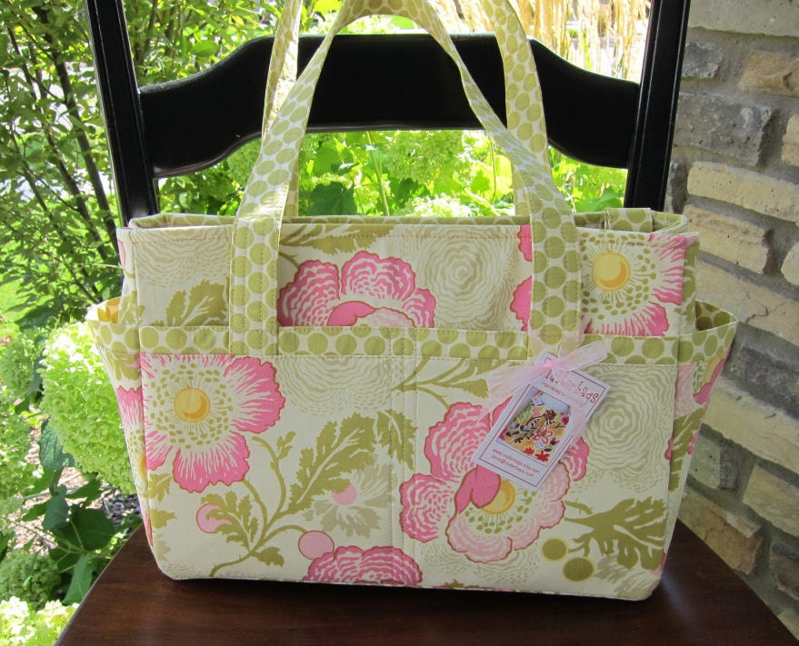 Baby Diaper Bag  - Clutterbags - Hadley - Baby Bag - Everyday Tote Bag - With Stroller Straps - 14 Pockets Total - Fresh Poppies.