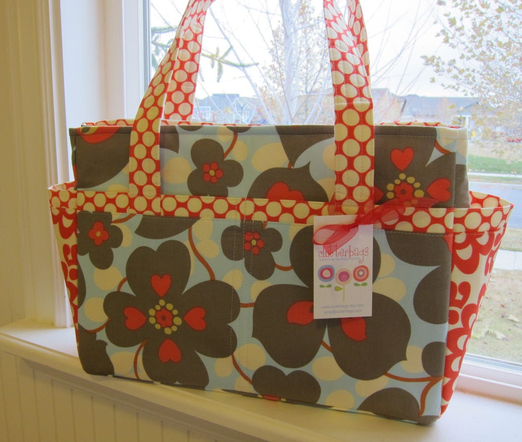 Diaper Bag  - Clutterbags - Hadley - Baby Bag - With Stroller Straps - 14 Pockets Total - Amy Butler.