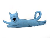 light blue flying cat shaped big pillow