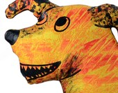 orange yellow dog shaped big pillow
