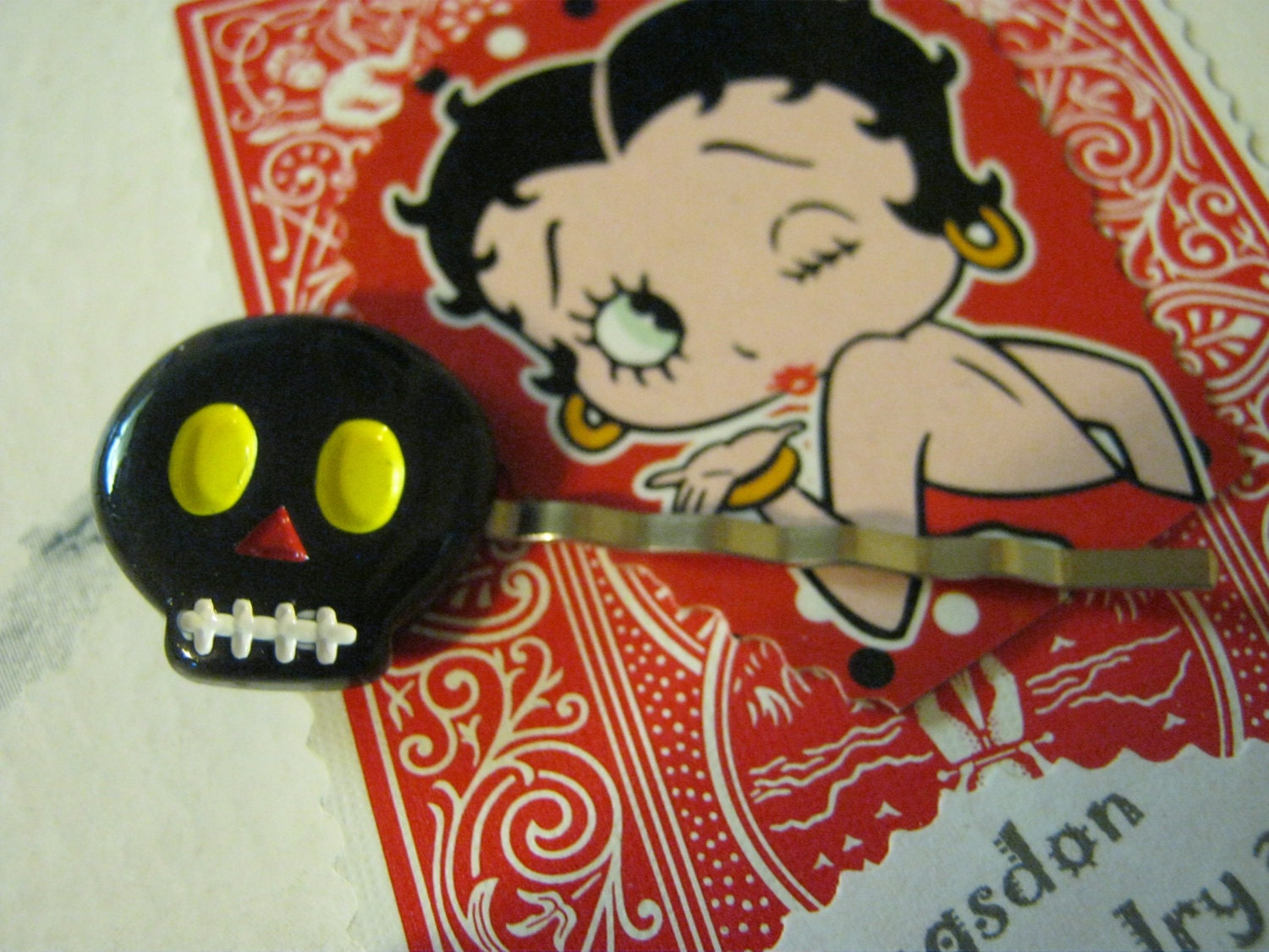 RESERVED for AGONYSDECAY Kawaii Skull Bobby Pin