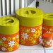 Vintage Metal Canister Set - Retro Flower Tins by Counterpoint
