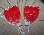 10 Big Strawberry Shaped Lollipops Sucker Party Favor