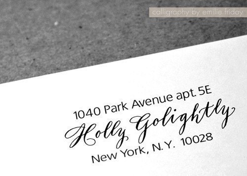 No. 6  Custom Address STAMP (self inking) Calligraphy in middle (HOLLY style)