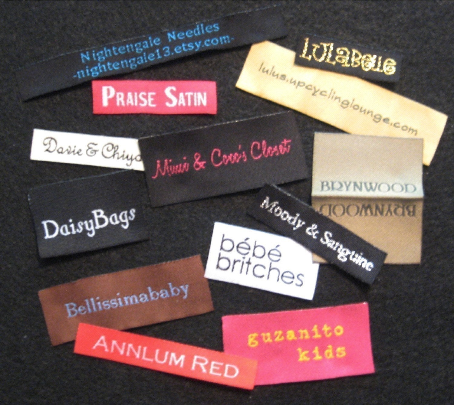 A USA COMPANY - 100 Text Only Custom Woven Damask Clothing Labels - Sewing Tags -  locally made in the USA