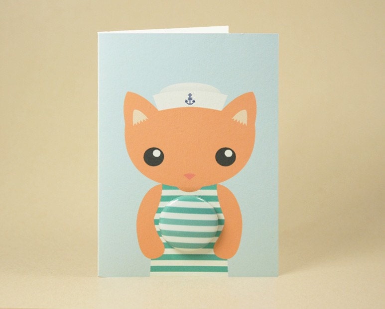 Sailor Kitty Cat Gift Card featuring Badge