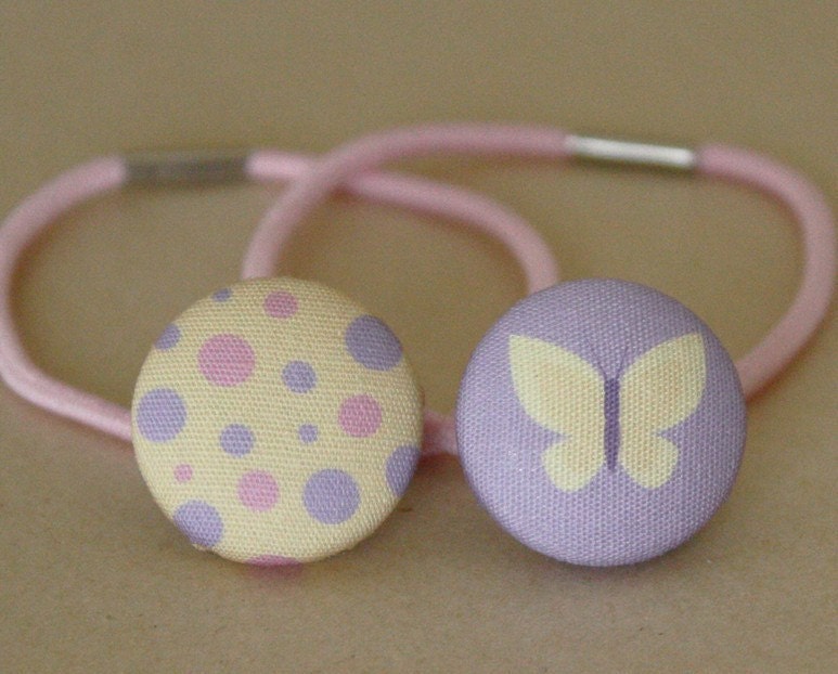 Butterfly and Spots - Fabric Covered Hair Bobbles