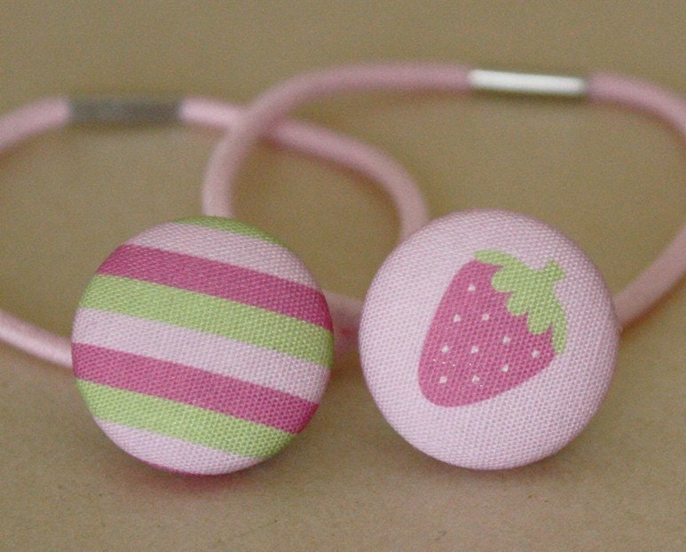 Strawberry - Fabric Covered Hair Bobbles