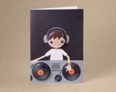 DJ Gift Card featuring Record and Boy Badges