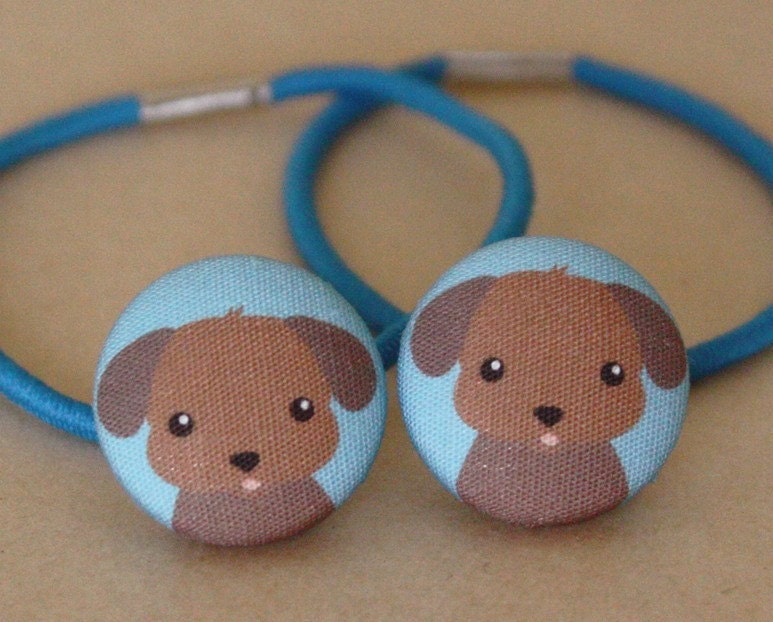 Puppy Dog - Fabric Covered Hair Bobbles