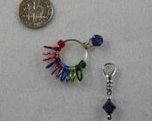 Stitch Marker - Compact on Needle Rainbow Row Counter - Counts Up To 110 Rows - Select Size US 5, 6, 7 or 8  - Item No. 781