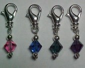 Removable Stitch Markers - Multi-Colored Swarovski Crystals With Lobster Claws -  Set Of 4 - Item No. 814