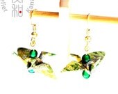 SALE - Joyful Long Life Crane Chiyo-gami / Ori-gami Earrings