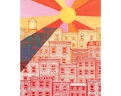 Brownstone Sunset 8.5x11 art print