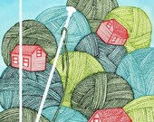 Yarn Village 5x7 art print