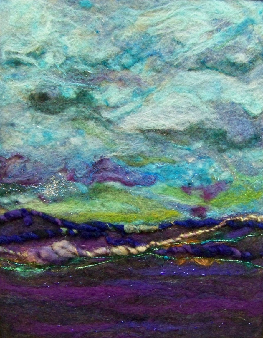 No.564 Blue Sky - Needlefelt Art XLarge - Mat Included - Mounted and Frame Ready