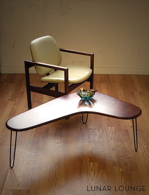 Boomerang  coffee table maply Ply  Mid Century Modern Design.