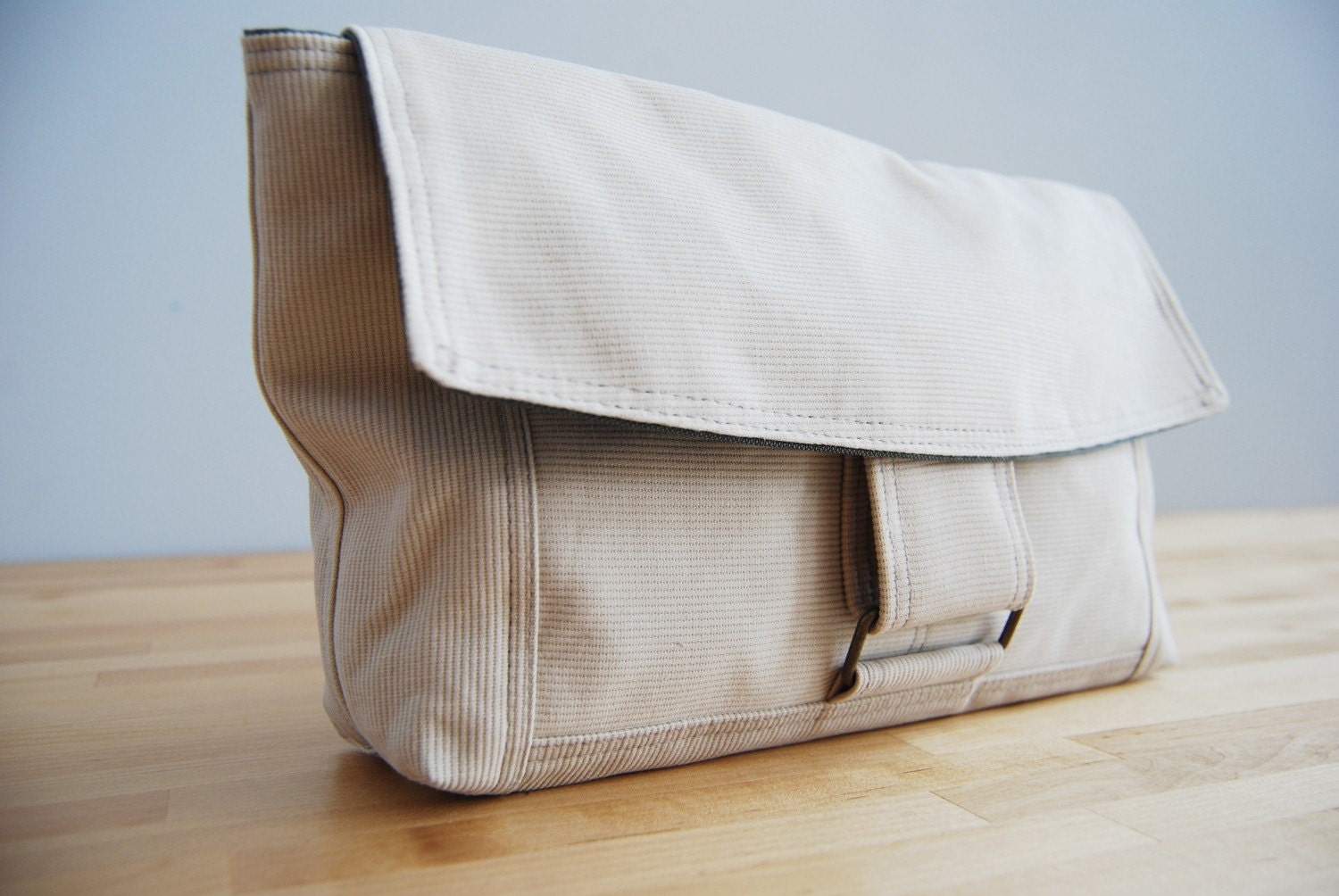 The Letter Clutch (in sand and teal)