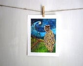 Owl forest night, I will always have the Night, 8.5 x 11 Archival Reproduction Print