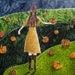 Gathering pumpkin patch, Original Artwork, Fabric on Wood art, Fall autumn rustic