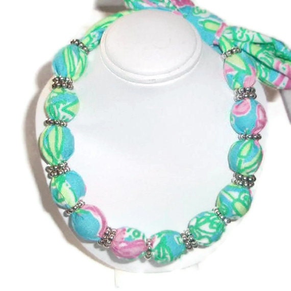 Fabric Necklace Choker made with Lilly Pulitzer Fabric