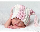 Baby Tassel Hat with Stripes, Custom Colors and Size Newborn to 12m