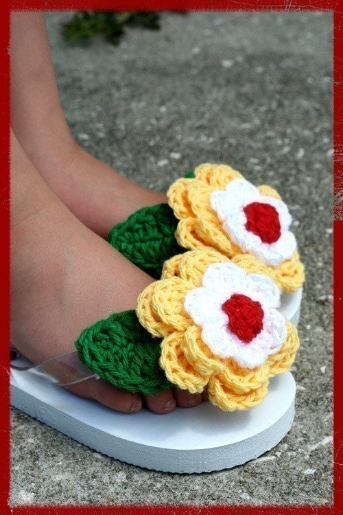 Tip-Top Flip-Flops I, Triple Layered Flowers Crochet Pattern