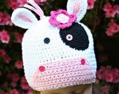 Amigurumi Animal Cow crochet Silly hat Custom made any size