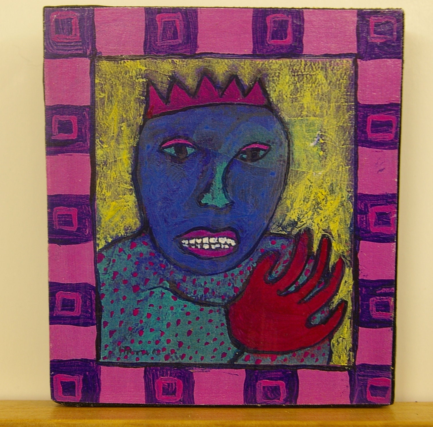 Mixed Media Painting Collage on Wood