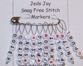 SnagFree Knitting Stitch Markers Set of 10 Knitting Words and Abbreviations Medium Loop