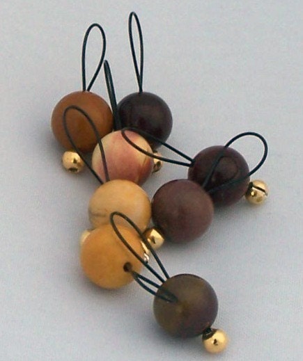 Mookaite Bead SnagFree Stitch Markers Small Loop Set of 8