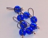 Knitting Stitch Markers SnagFree SUPER SALE Sapphire Blue Czech Glass Set of 8 Extra Small for Socks and Lace