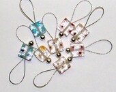 All Clear Millefiori Stitch Markers Set of 8 Medium Silver Loop