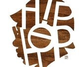 Hip Hop Head (Wood Silhouette), 8X10 Art Print