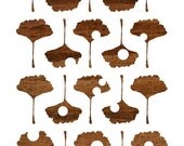 Ginkgo Leaf Dot Pattern (Wood Silhouette), 8X10 Art Print