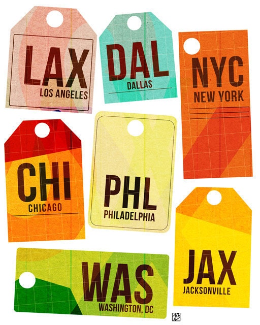 Destination Tag USA, 8X10 Art Print