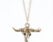 bull skull long necklace