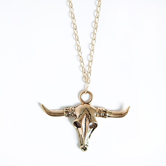 bull skull long necklace