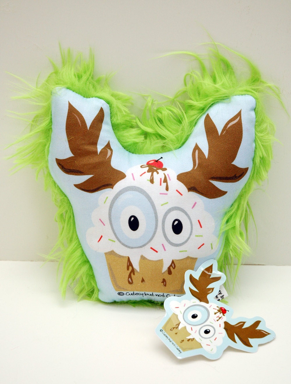 Cupcake Monster Pillow - Small Lime Green