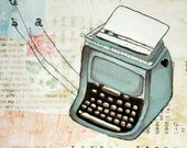 Vintage Typewriter // Art Print 5x7 // Print of Oil Painting // Underwood